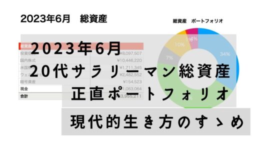 20代サラリーマン総資産　正直ポートフォリオ　2023年6月